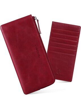 Stylish Long Zipper Wallet for Women - Soft Leather, Removable Card Holder
